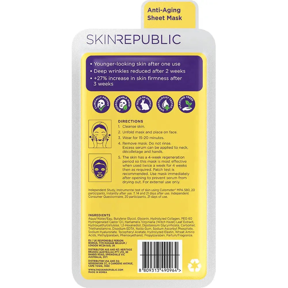 Skin Republic Collagen Infusion Face Sheet Mask (Pack Of 10) - Glam Global UK