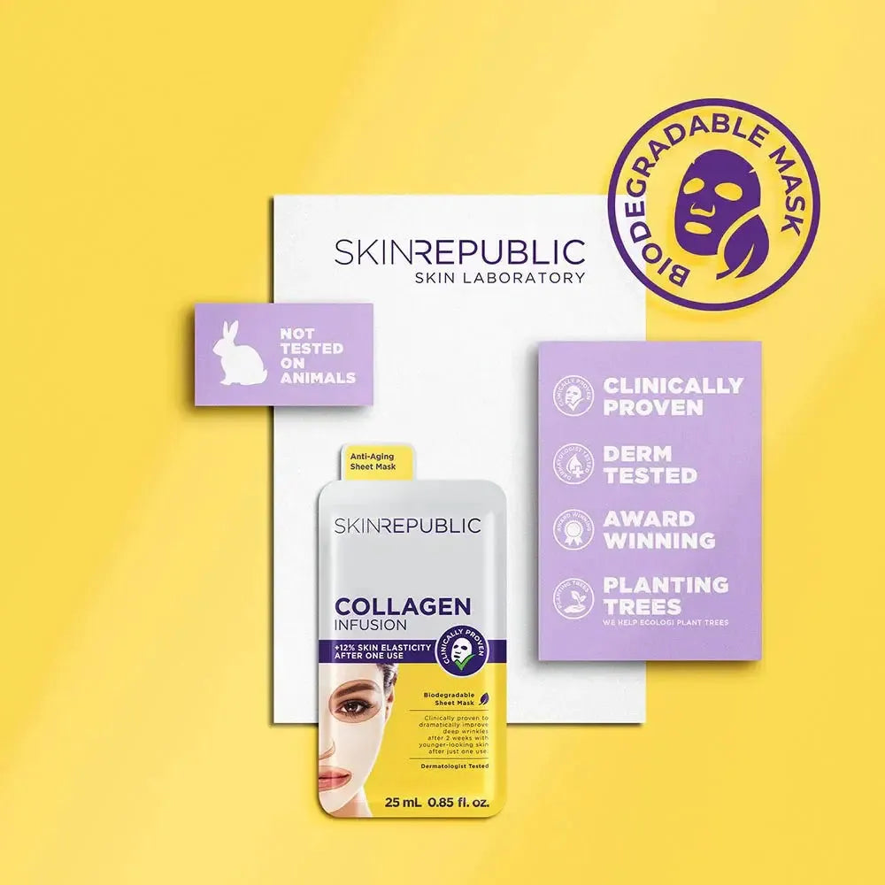 Skin Republic Collagen Infusion Face Sheet Mask (Pack Of 10) - Glam Global UK