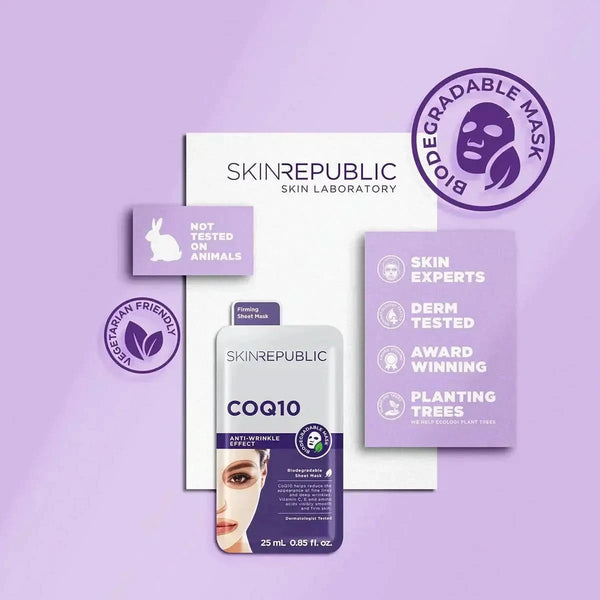 Skin Republic CoQ10 Anti - Wrinkle Effect Face Sheet Mask (Pack Of 10) - Glam Global UKSkin Republic