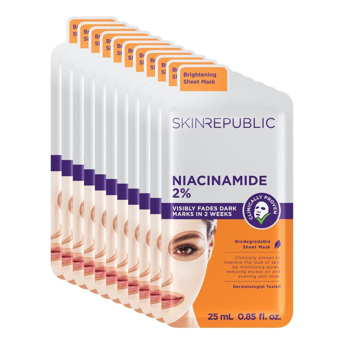 Skin Republic Niacinamide 2% Sheet Mask (Pack of 10) - Glam Global UK