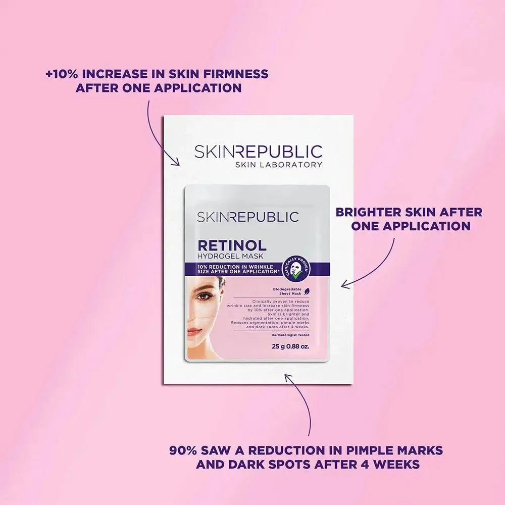 Skin Republic Retinol Hydrogel Face Sheet Mask (Pack Of 10) - Glam Global UK