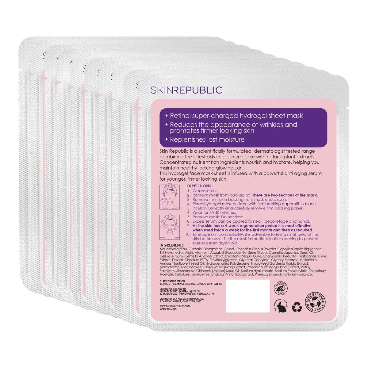 Skin Republic Retinol Hydrogel Face Sheet Mask (Pack Of 10) - Glam Global UK