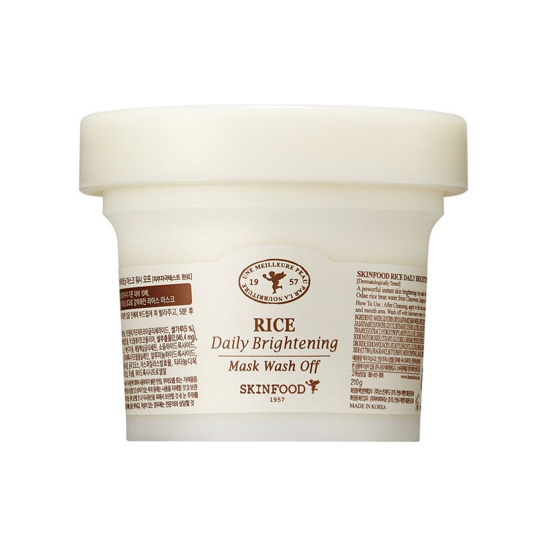 SKINFOOD Rice Daily Brightening Mask Wash Off - 210g | Instant Brightening & Gentle Exfoliation - Glam Global UKSKINFOOD