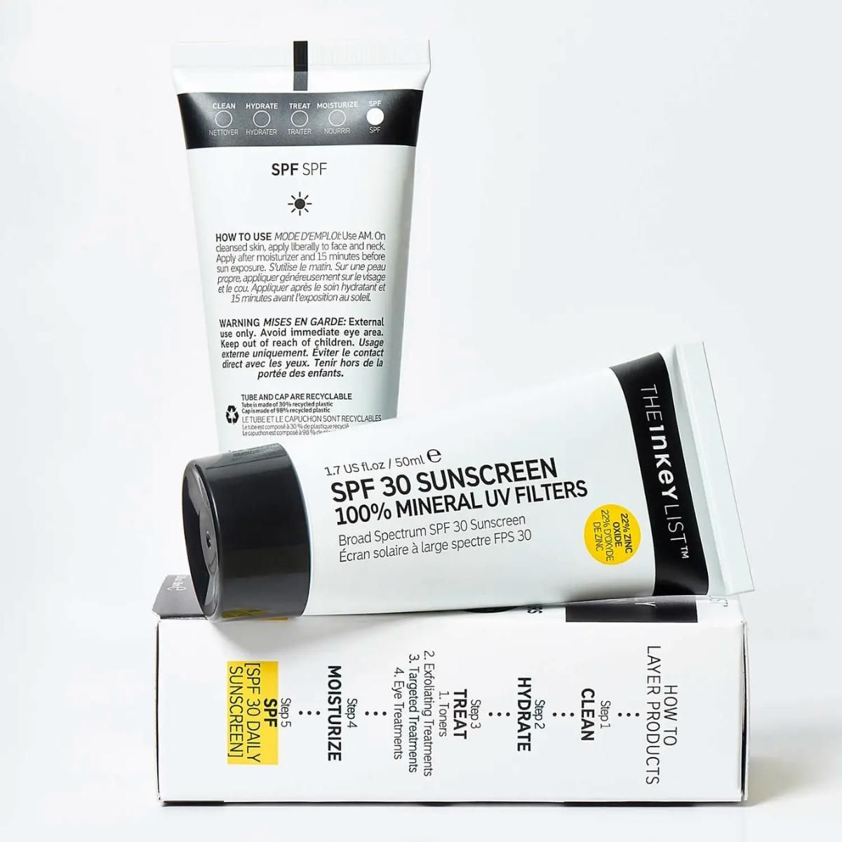 The INKEY List | SPF30 Sunscreen 100% Mineral UV Filters | 50ml - DG International Ventures Limited