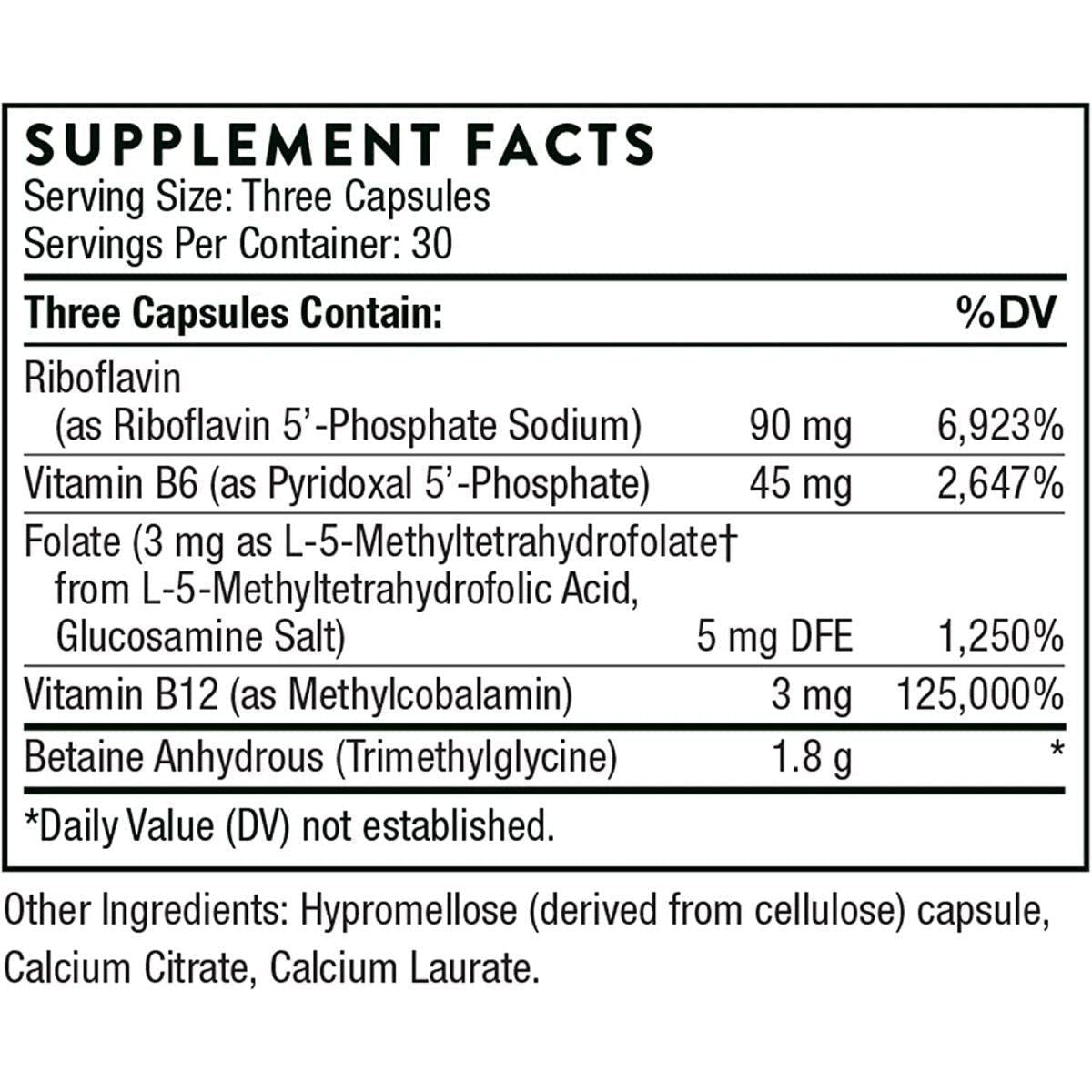 Thorne Methyl-Guard plus - Active Folate (5-MTHF) with Vitamins B2, B6, and B12 - 90 Capsules - Glam Global UK