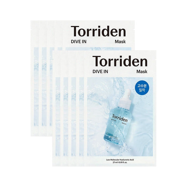 Torriden Dive - In Low Molecule Hyaluronic Acid Mask Sheet - 10 Pack - Vegan & Hydrating - Glam Global UKTorriden