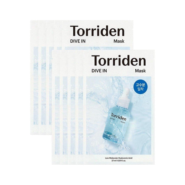 Torriden Dive - In Low Molecule Hyaluronic Acid Mask Sheet - 10 Pack - Vegan & Hydrating - Glam Global UKTorriden