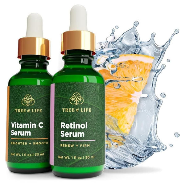 Tree of Life Vitamin C Face Serum for Brightening & Retinol Firming Serum - 2 Pack - Glam Global UKTree Of Life